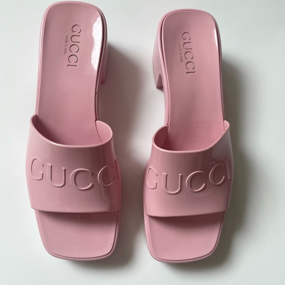 Gucci Pink Logo Mules